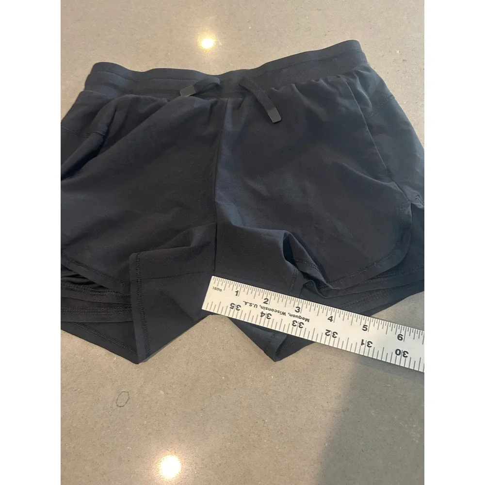 All In Motion Girls Black Active Running Shorts Medium‎ 7/8 Drawstring Layered